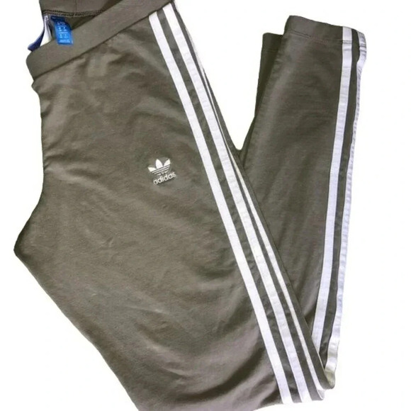 Adidas Originals Adicolor Classic Olive Green Three Stripe Leggings - Picture 5 of 5